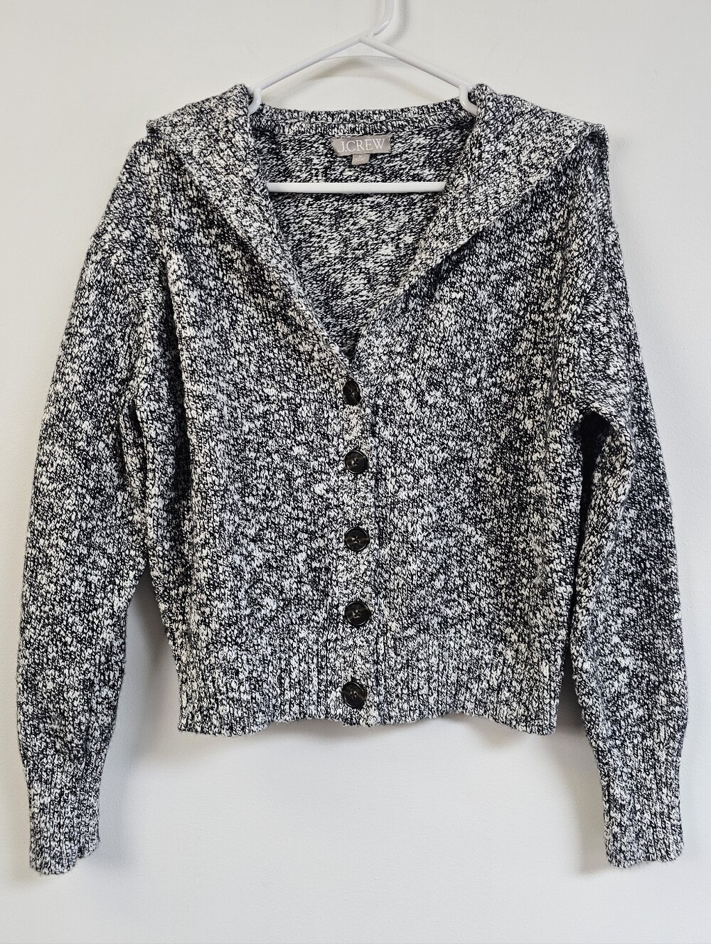 J. Crew Sailor Collared Marled Yarn Button-front Cardigan Sweater